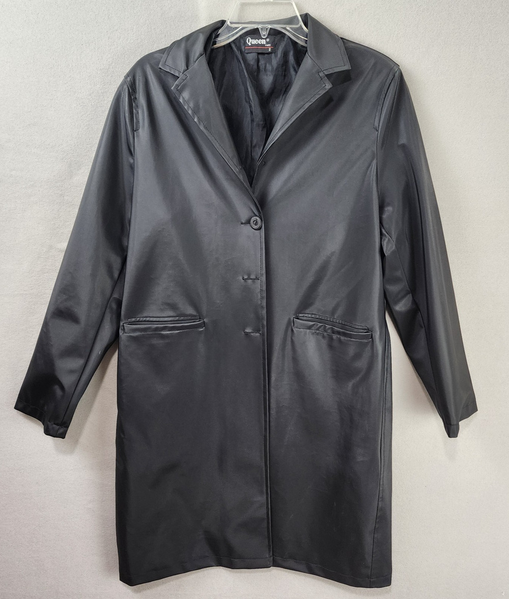 Queen Paris Women's Black Double Breasted Outerware - Nylon/Acrylic - Size 2